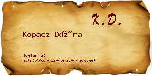 Kopacz Dóra névjegykártya